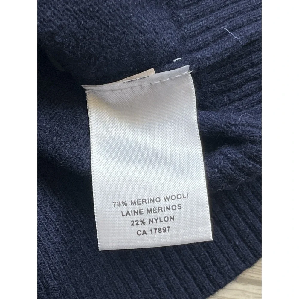 Banana Republic Sweater Men's Large Blue Italian Yarn Merino Wool 1/4 Zip Button